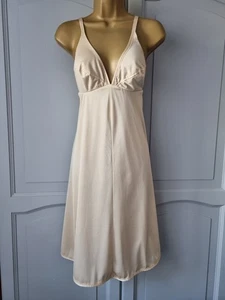 VINTAGE ST MICHAEL HELLBEIGE SEIDIGES NYLON/POLYAMID BH TOP FULL SLIP GRÖSSE 16 - Bild 1 von 12