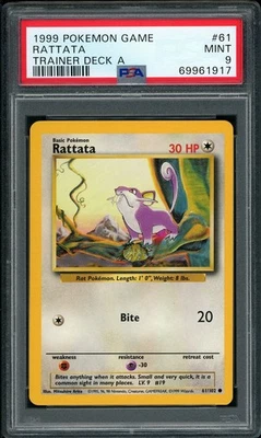 1999 Pokemon TRAINER DEC A Brock's Red Back Rattata #61 PSA 9 MINT LOW POP - Image 1 of 2