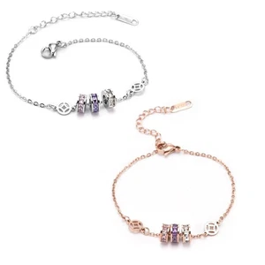 Bracciale Geometrico in Acciaio al Titanio e Zirconi Placcato in Oro 18K - Picture 1 of 6