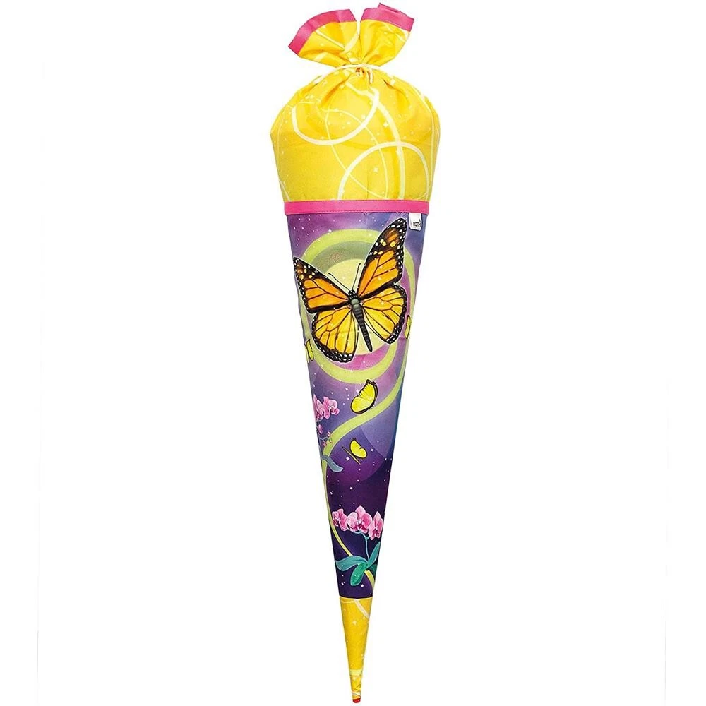 Schultüte "Elfenkönigin Schmetterlings Fee" – Größe Wählbar 35-100 Cm, Mit Tüllabschluss, Optional Mit Kunststoffspitze