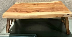 Bed Breakfast Folding Tray Table Serving Lap Heavy Thick Real Wood Made In India - Picture 1 of 7
