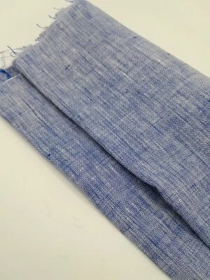 100% Irish Linen Fabric craft sample DENIM BLUE 150cm x 20cm approx -0231 - Image 1 of 4