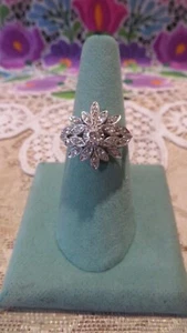 BEAUTIFUL 14k White Gold Cocktail Dimond Ring 6.7gr Sz 9 1/4 - Picture 1 of 8