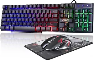 Jugeo De Teclado Y Mouse Gamer Para Gaming Multicolor LED Raton Negro RGB Nuevo - Picture 1 of 7