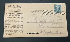 1890s NY MACHINE CANCEL AD COVER DRUG DRUGGIST CG BACON & SON ! ADVERTISING NYC - Picture 1 of 2