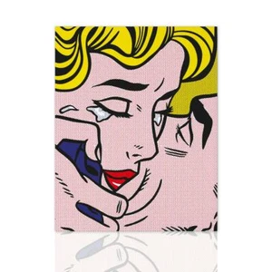 Quadro Moderno Kiss V 1980 Tributo Roy Lichtenstein Stampe su tela Wall Art - Picture 1 of 8