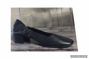 Eileen Fisher Winn Black Nappa Leather Block Heel Pump 8 - Picture 1 of 7