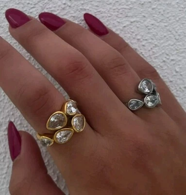 Anello con zirconi da Donna in acciaio inossidabile Regolabile  - Immagine 1 di 4