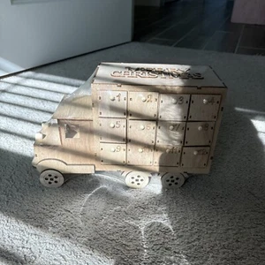 Calendario dell'avvento 24 cassetti camion in legno nuovo non finito - Foto 1 di 2