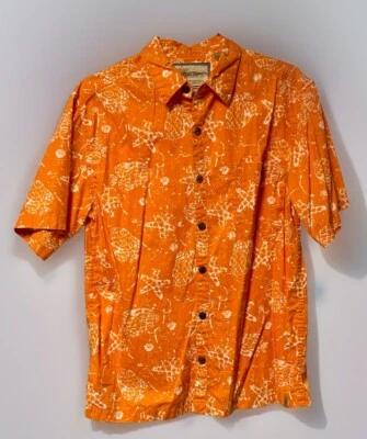 VTG Ruff Hewn Orange Tropical Sea Pattern Shirt Size M - Image 1 of 4