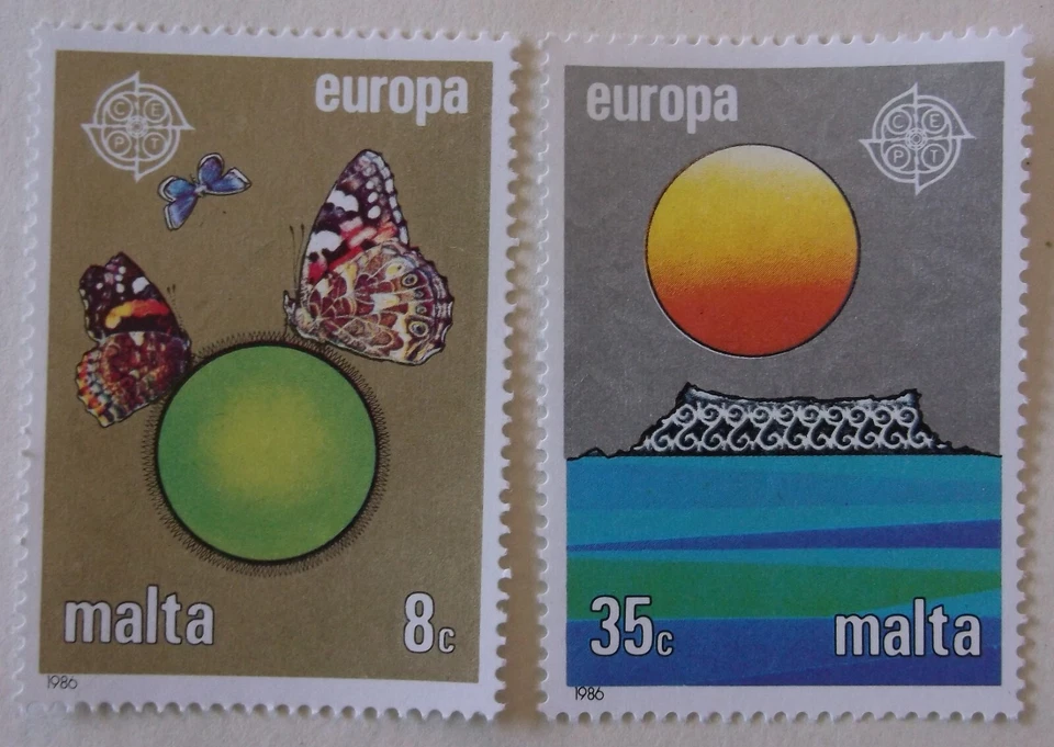 Juego completo de sellos de Malta 677-8 MNH Europa Topical Cat $3,75 Foto 1 de 1