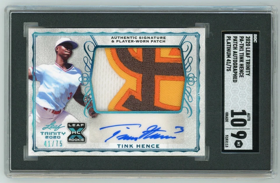 SGC 9/10 TINK HENCE 2020 Leaf Trinity AUTO ROOKIE JUMBO LOGO PATCH RPA SP 41/75 - Image 1 of 1
