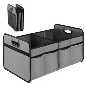 Car Trunk Organizer 2 Compartments Waterproof 600D Oxford Polyester for SUV Grey - Picture 1 of 8
