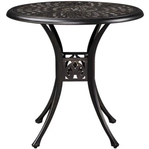 31in Round Cast Aluminum Outdoor Dining Retro Side Table with Umbrella Hole - Picture 1 of 12