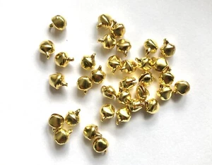 Pack of 100 Mini Gold Jingle Bells Tiny Christmas Craft Bells - Picture 1 of 2