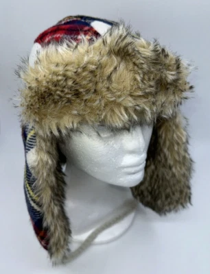 American Eagle Outfitters Plaid Trapper Hat Faux Fur Lined OSFA - Image 1 of 4