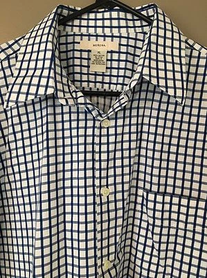 Camisa de vestir Merona para hombre manga larga cuadros talla XL azul Foto 1 de 4