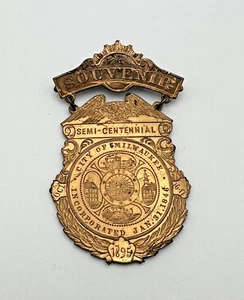 1895 MILWAUKEE WISCONSIN SOUVENIR ABZEICHEN PIN MEDAILLE SEMI-CENTENNIAL - C-SCHLIESSE A89 - Bild 1 von 5