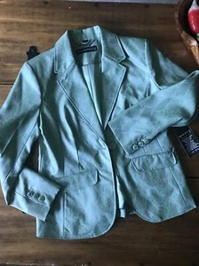 NWT Pamela McCoy Green Faux Snakeskin Faux Leather Blazer Jacket Sz S Coat - Picture 1 of 11