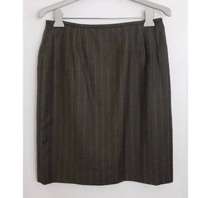 Falda para mujer Lauren Ralph Lauren gris a rayas talla 12 100 % lana peinada - Imagen 1 de 5