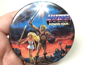 He-Man She-ra Skeletor 3" pulsante pinback MOTU POWER TOUR vintage Mattel 1987 - Foto 1 di 5