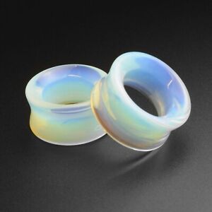 Stone Flesh Tunnels Opalite Double Flare Concave stone Tunnel SIBJ Quality