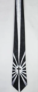 Holy Cross Light Burst Men's Neck Tie Religious Jesus Christian Black Necktie - Picture 1 of 4