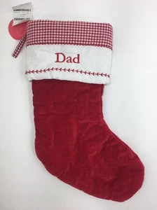 Pottery Barn Kids Christmas Stocking Dad Red Velvet Quilted NEW - Picture 1 of 11