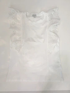 J.Crew Flutter Sleeve Top White Cotton Size Small - Picture 1 of 7