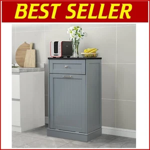Upgraded 10 Gallon Tilt-Out Trash Cabinet with Hideaway Drawer - Easy Assembly - Picture 1 of 8