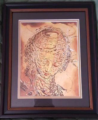 Dalí ~ CABEZA EXPLOSIVA DE LA VIRGEN ~ RARO Lienzo Grabado Repo 12 x 16 ~ Enmarcado Foto 1 de 4