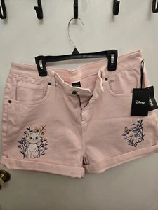 Neu mit Etikett Disney Hot Topic Aristocrat Marie rosa Jeansshorts bestickt Größe 13 - Bild 1 von 9