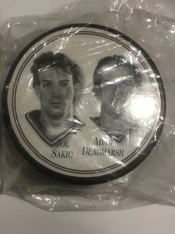 Joe Sakic & Adam Deadmarsh Hockey Puck 1997 Burger King New In Package Cover