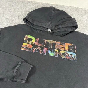 Tultex Outer Banks Hoodie Mens Large Black OBX Sweatshirt Pullover - Picture 1 of 6