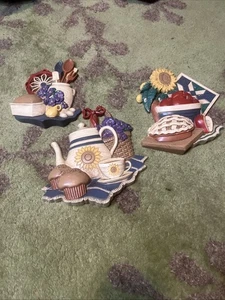Vintage Home Interiors 1997 Kitchen Wall Art Plaques Set of 3 #3373 COUNTRY BAKE - Picture 1 of 7
