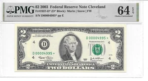 2003* Cleveland $2 Star FRN (D* Block) PMG 64 EPQ Gem Unc. (only 16,000 printed) - Picture 1 of 16