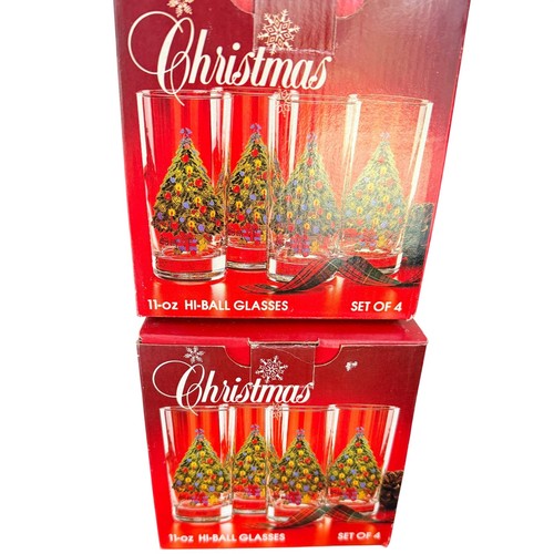 Vintage Jamestown Christmas Tree Hi-Ball Glasses 11oz Set of 7 Made in ...