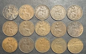 Lot Of 15 Old Farthings UK England Great Britain 1904 - 1936 Lot 2 - Picture 1 of 2