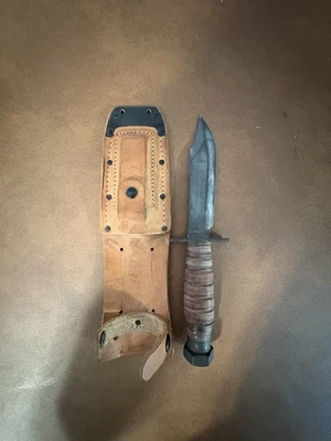 Vintage 2-1984 US Camillus Jet Pilot Survival Fighting Knife w/ Sheath Stone - Image 1 of 4