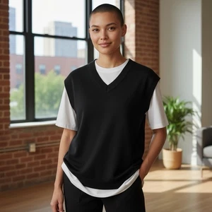 Men’s Sweater Vest Black Tasso Elba V-Neck. Sz L. Excellent - Picture 1 of 3