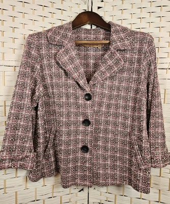 Blazer para mujer Notations XL multicolor a cuadros metálico trabajo profesional Foto 1 de 4