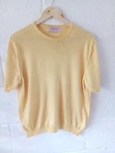 Country Collection yellow fine merino wool short sleeve jumper size 16 - Picture 1 of 3