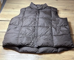 Men’s Lands End Brown Down Puffer Vest Size XXL - Picture 1 of 7