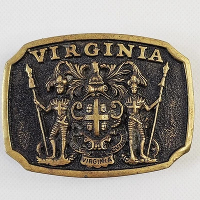 Heritage Mint Virginia Statehood 1776 Brass Belt Buckle Vtg 1977 - Image 1 of 4