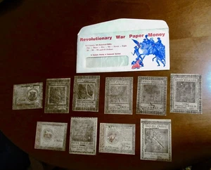 REVOLUTIONARY WAR MONEY FACSIMILE NOTES-10 Assorted Bills - Picture 1 of 14