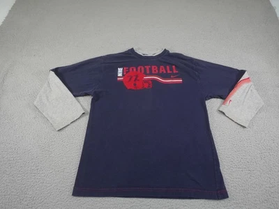 Vintage Y2K Nike Shirt Boys Youth XL Blue Football Long Sleeve Layered Swoosh - Image 1 of 4