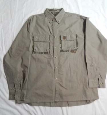 Gamehide Gamekeeper Khaki & Camo Long Sleeve Hunting Shooting Shirt Mens 2X - Image 1 of 4