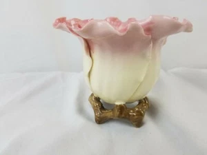 Vintage Made In Australia Yellow & Pink Flower, stem as stand, 4.5 Diam X 3.5" H - Picture 1 of 7