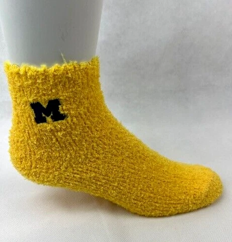 Michigan Wolverines Fuzzy Sleep Socks Yellow Cover