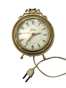 Reloj de escritorio Seth Thomaston Globe alarma tono dorado piezas con patas de metal reparación de colección - Imagen 1 de 10